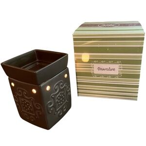Scentsy Deluxe Candle Wax Oil Warmer Brownstone Original Box Retired Design